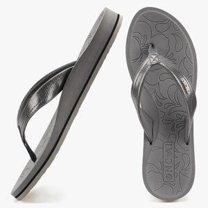 ONCAI | Yoga Wedge Flip Flops Women’s Sandals Metallic Gray Cushioned | Size 9.5